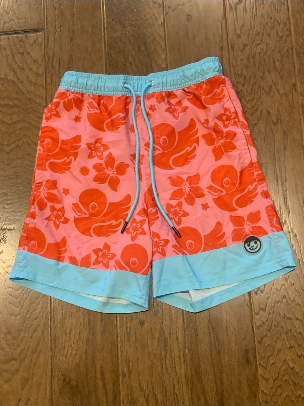 Neff Mens Pink Red Floral Duck Print Board Shorts Swim Trunks Medium